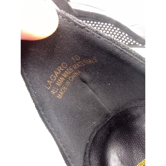 Lagaro Black Suede Rhinestone Ankle Strap Platform Wedge Sandals Women’s Sz 10 - Picture 11 of 12